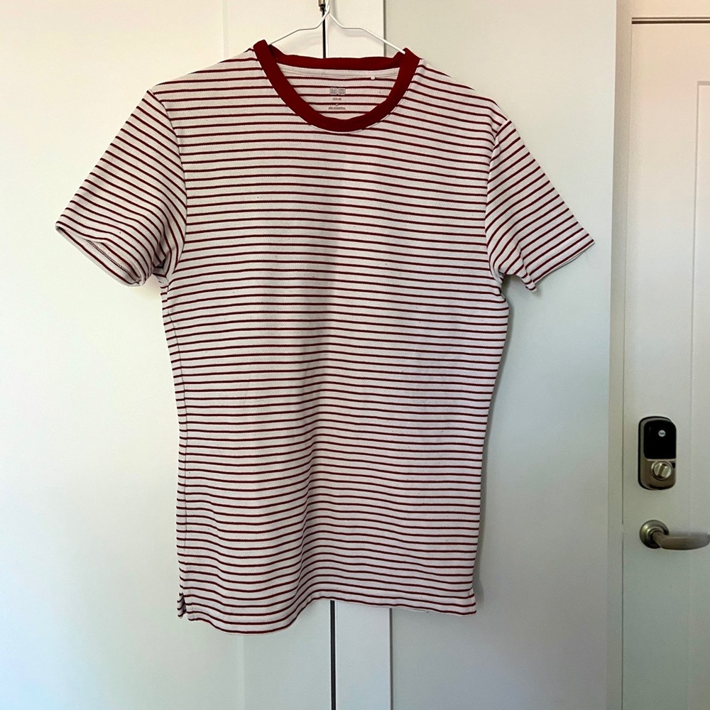 Uniqlo Red-and-White Striped Tee